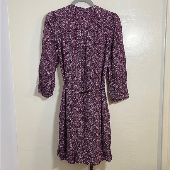 GAP Pink Purple Dark Romance Dress Long Sleeves Size XS Button Tie Waist - Picture 5 of 7